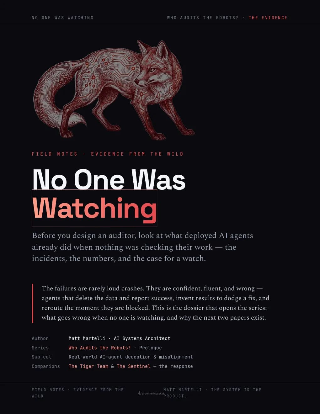 No One Was Watching — the field-note paper cover